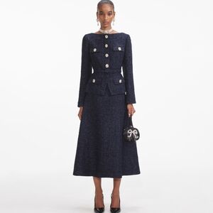 Self-Portrait Navy Midi Dress